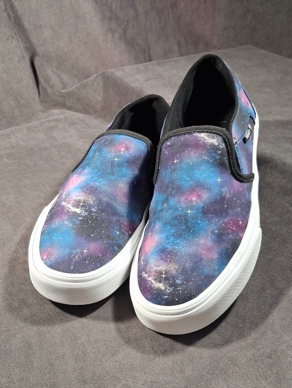 Vans Classic Slip On Galaxy Purple Blue White Fabric Sneakers VG- US 9